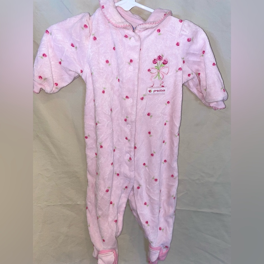 Carter's Pink Floral Terrycloth Footie One Piece